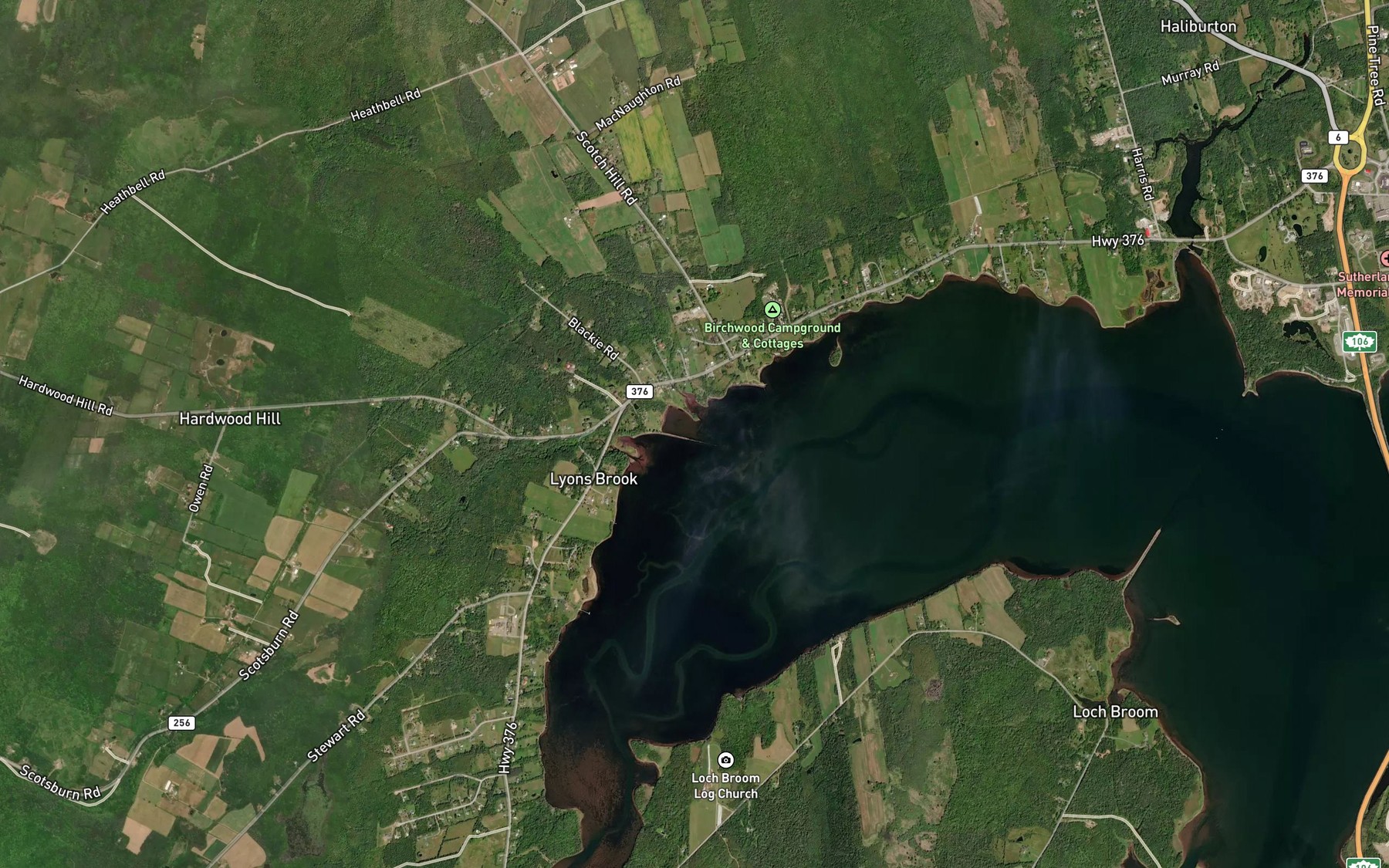 Satellite map of the Sawmill Brook