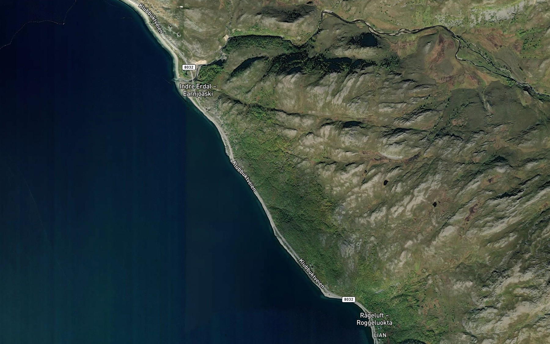 Satellite map of the Vaggijohka