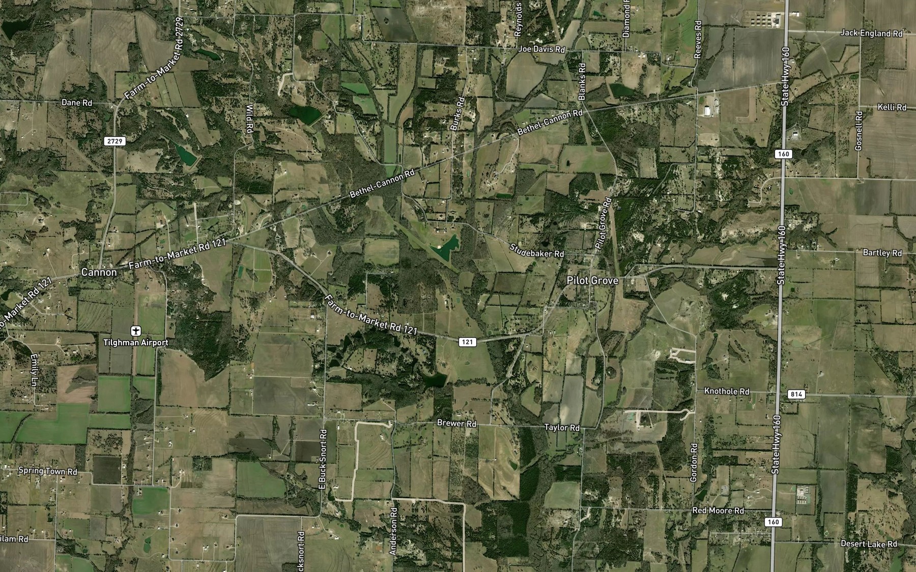 Satellite map of the East Fork Pilot Grove Creek
