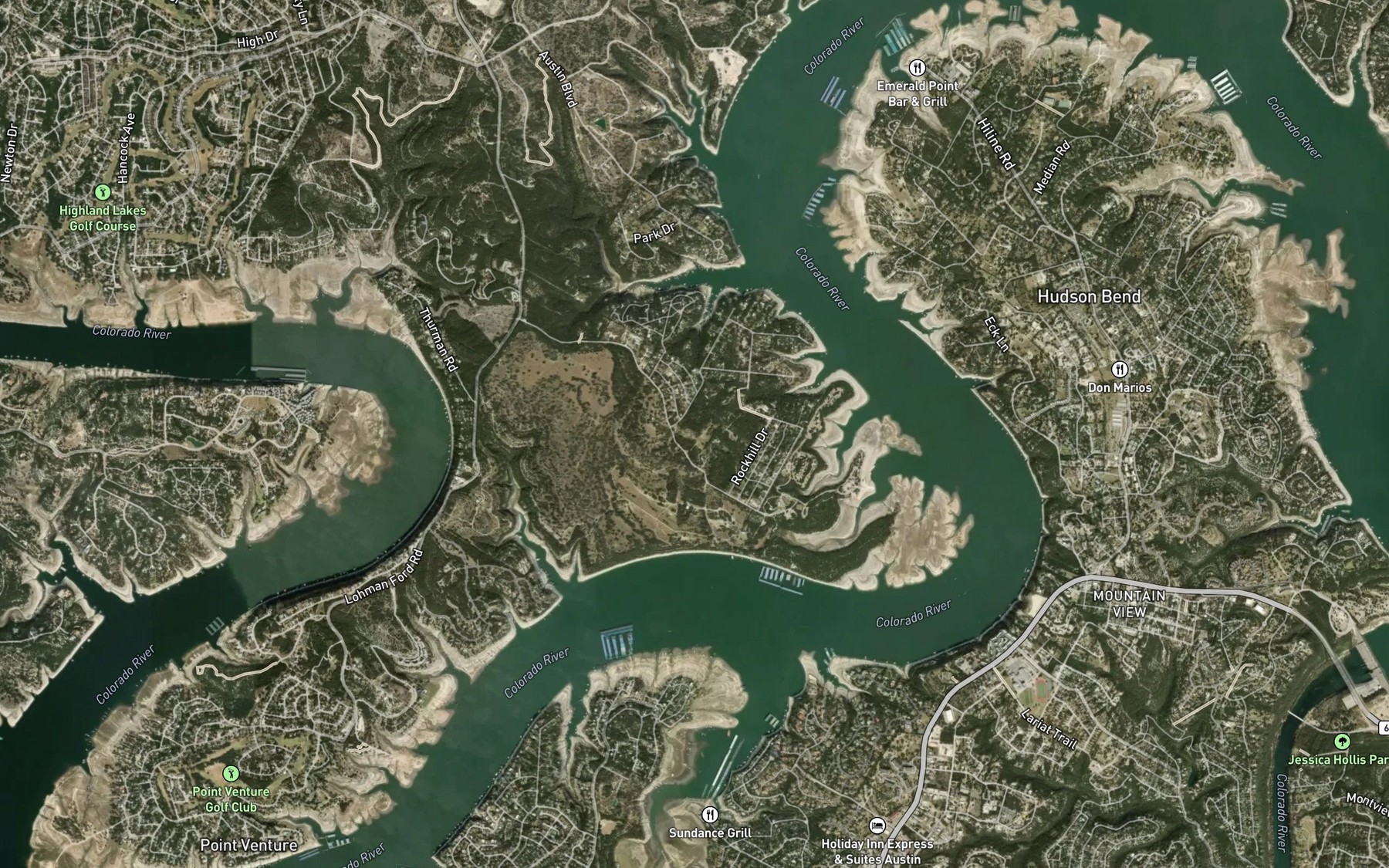 Satellite map of the Arkansas Bend