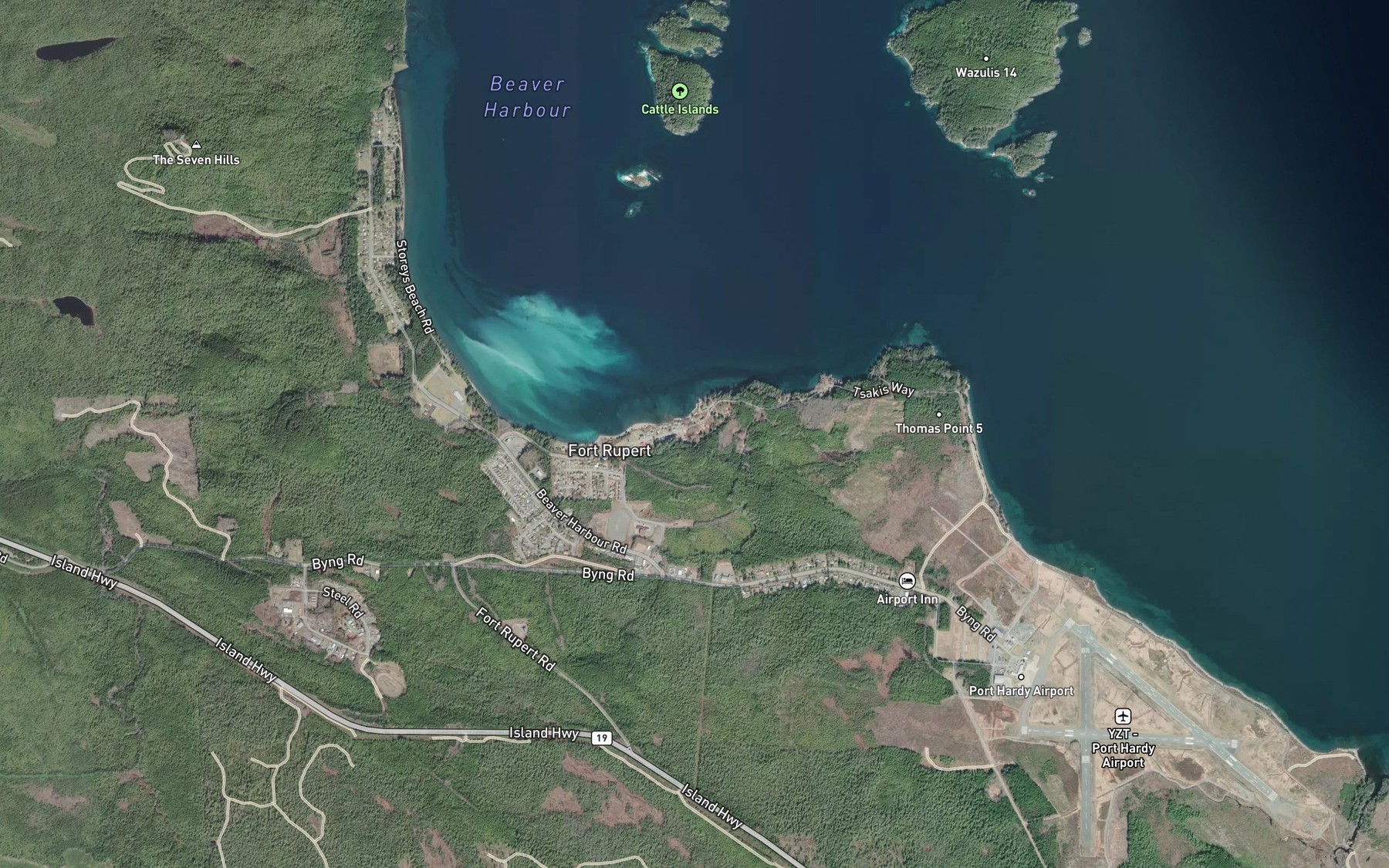 Satellite map of the Wah-wese Creek