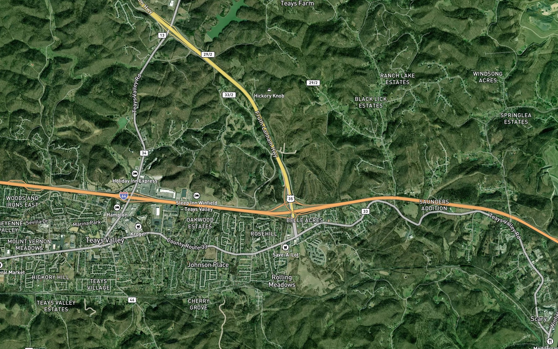 Satellite map of the Cottle Spring
