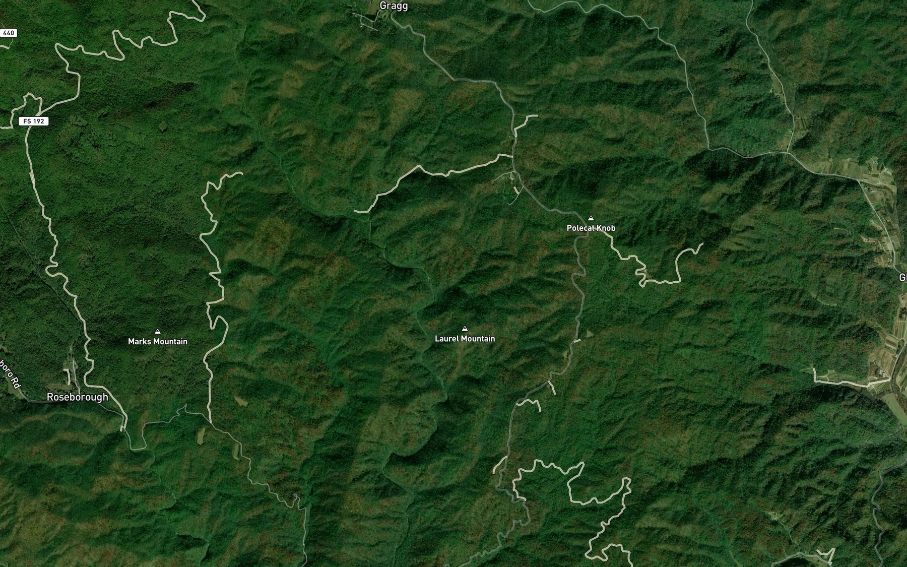 Satellite map of the Little Laurel Creek