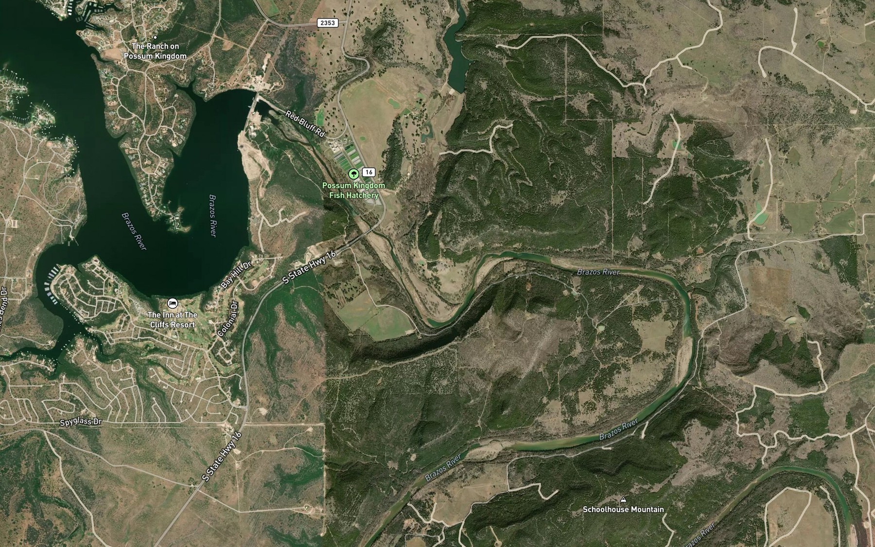 Satellite map of the Flint Bend