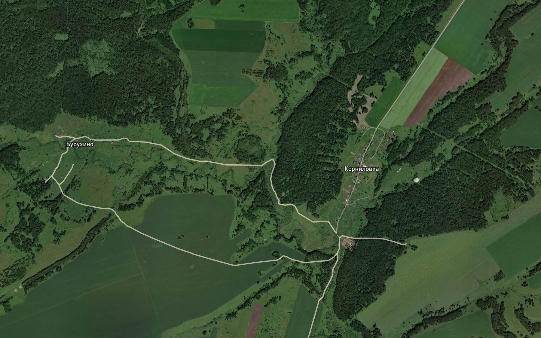Satellite map of the Malyy Korchugan