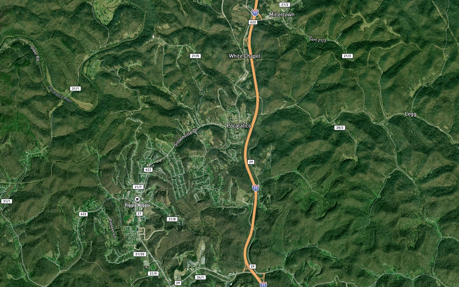 Satellite map of the Spring Branch