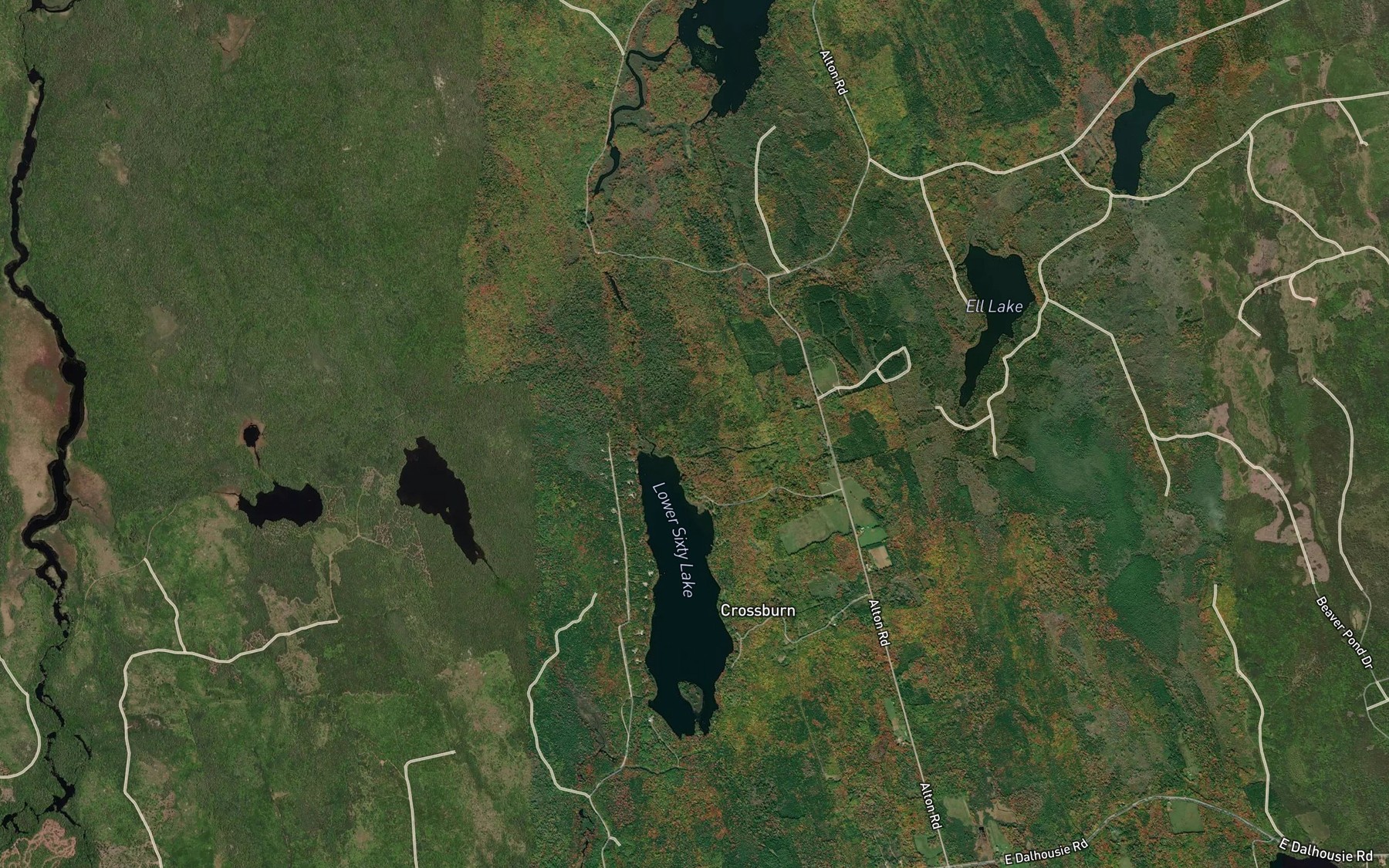 Satellite map of the Crossburn Brook