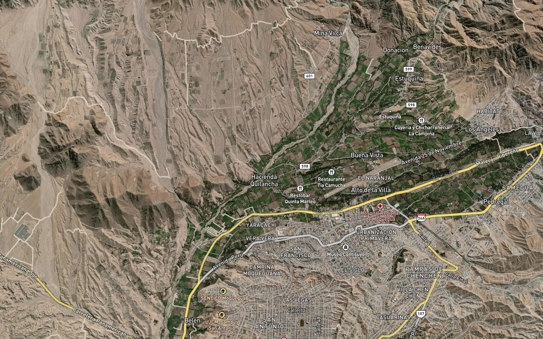 Satellite map of the Rio Torata