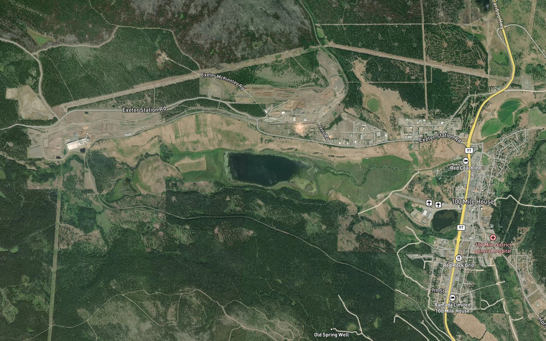 Satellite map of the Exeter Lake