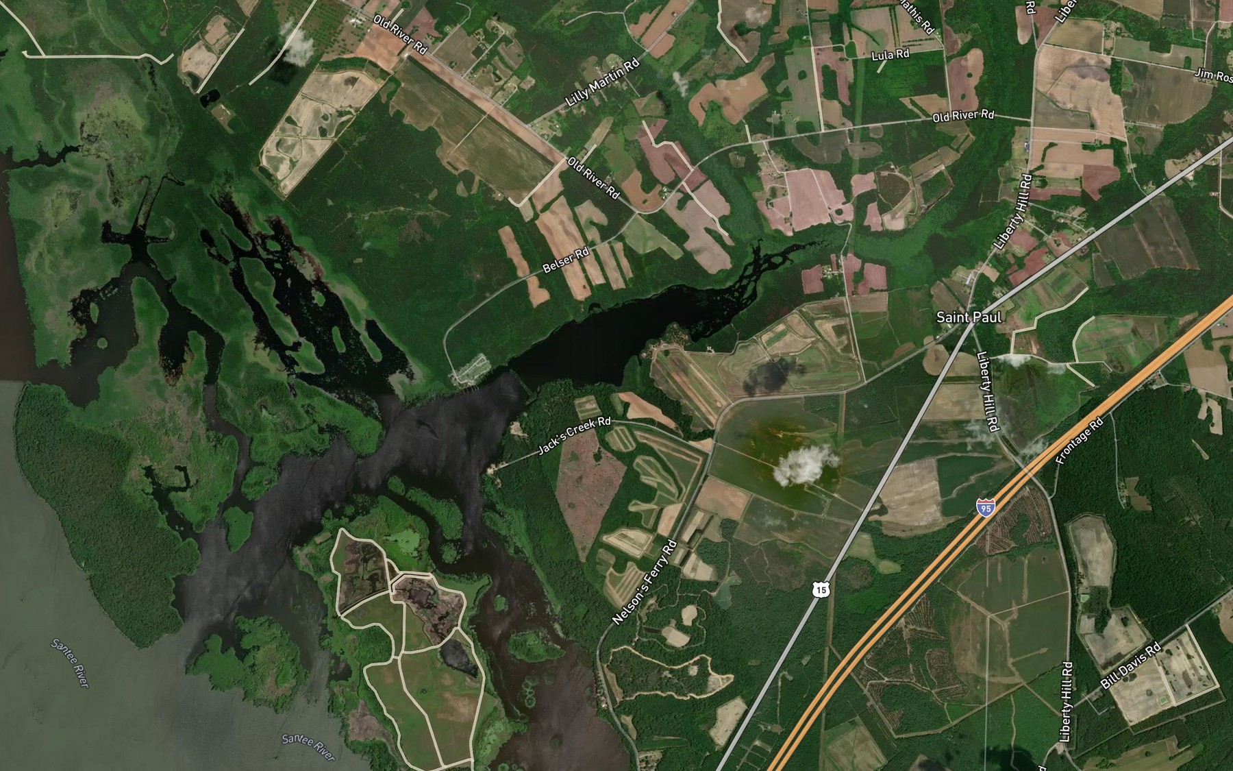 Satellite map of the Jacks Creek