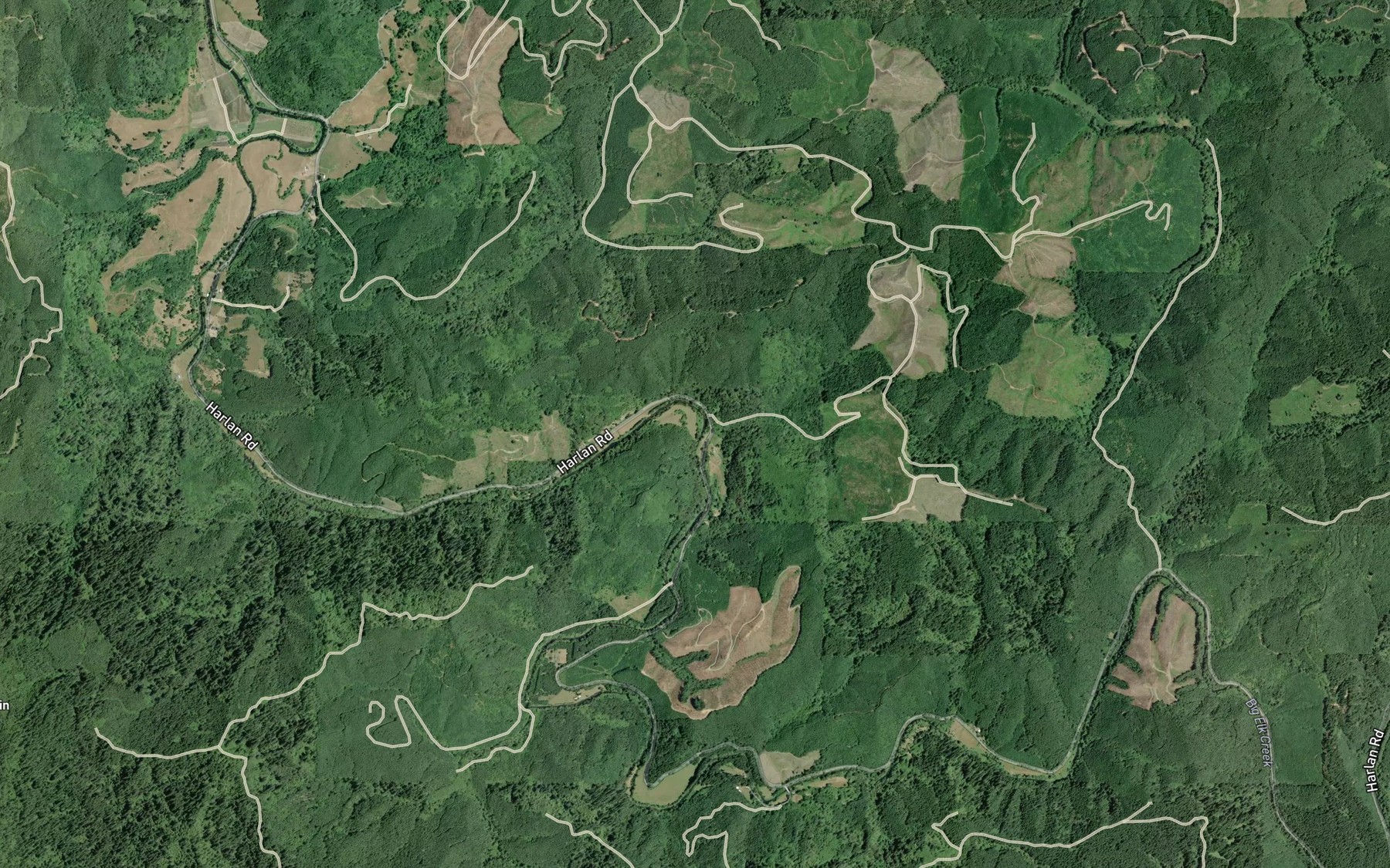 Satellite map of the Harve Creek