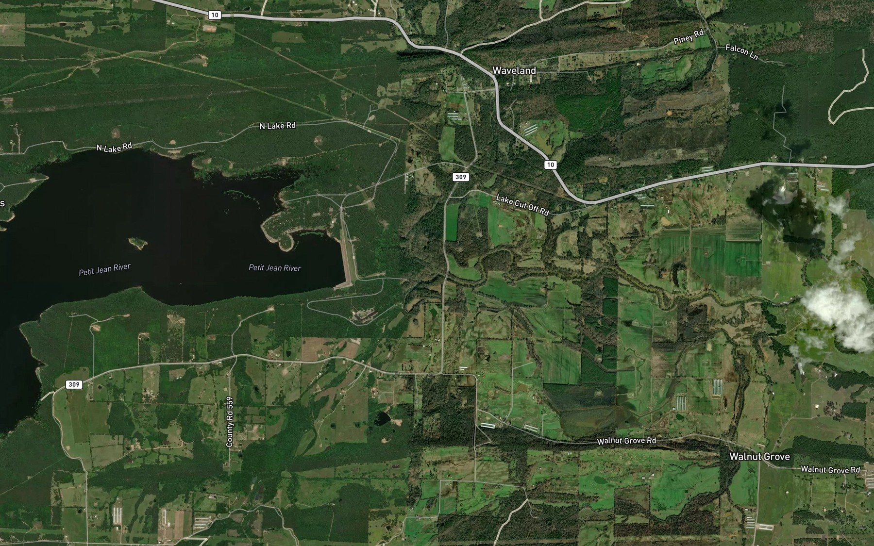 Satellite map of the Cedar Creek