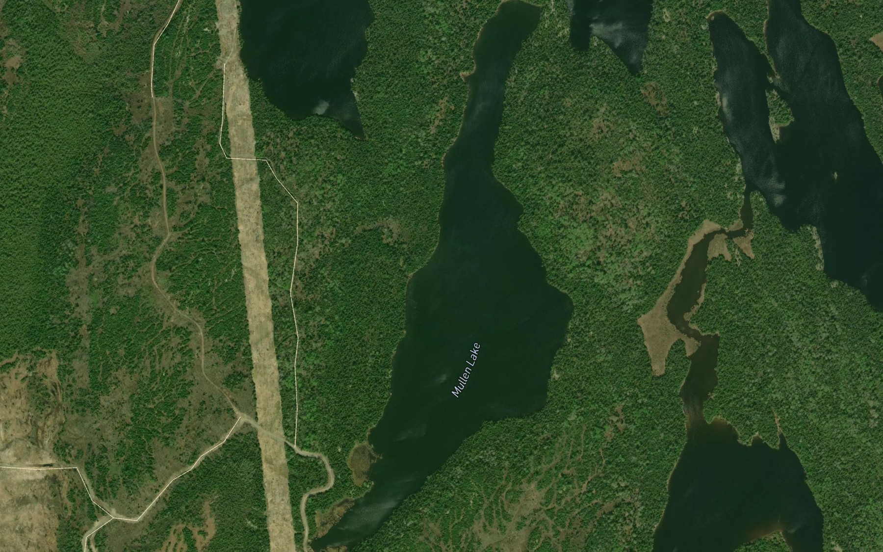 Satellite map of the Mullen Lake