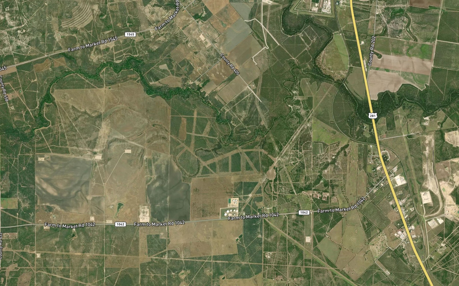 Satellite map of the Rex Cabaniss Creek