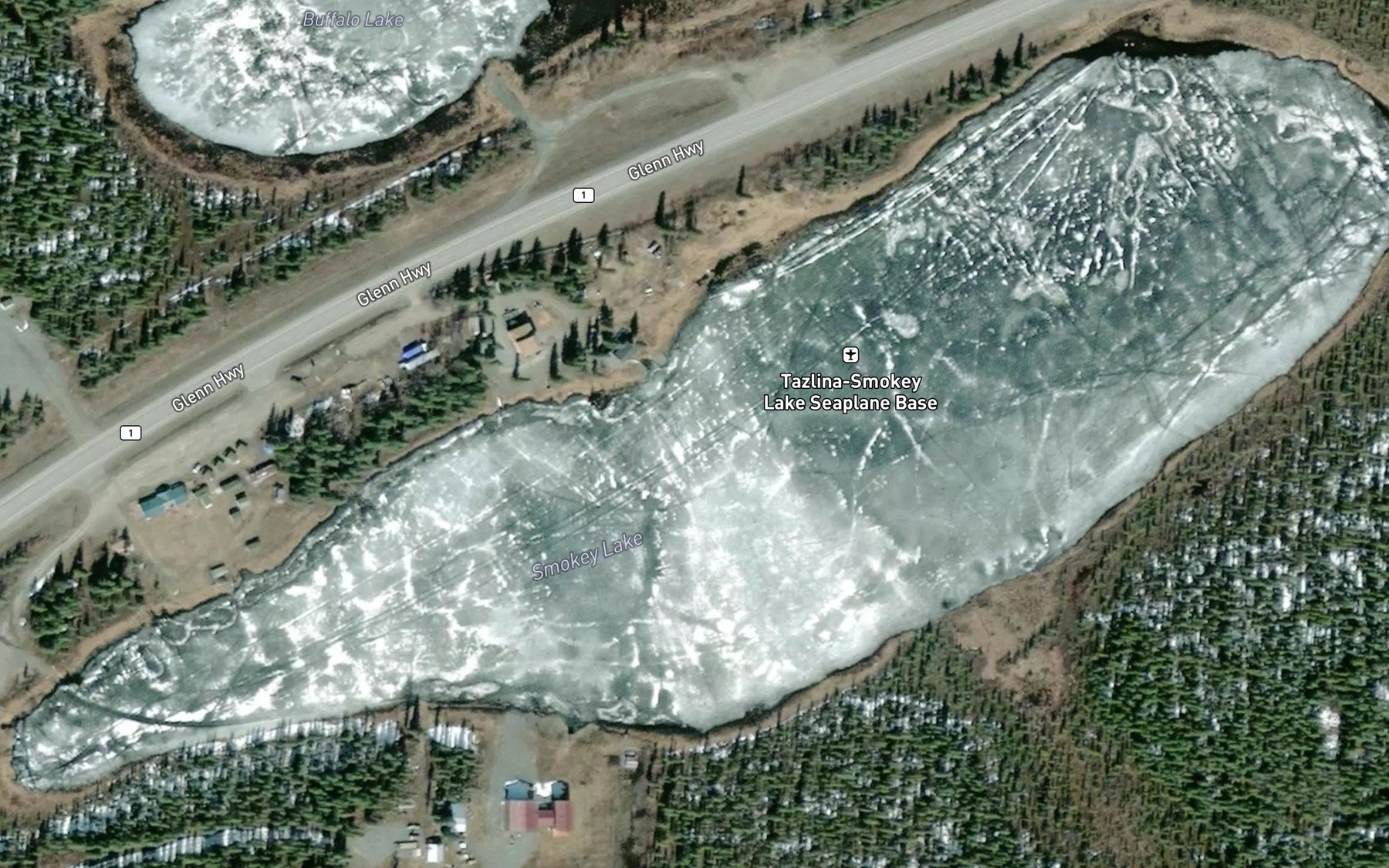 Satellite map of the Smokey Lake