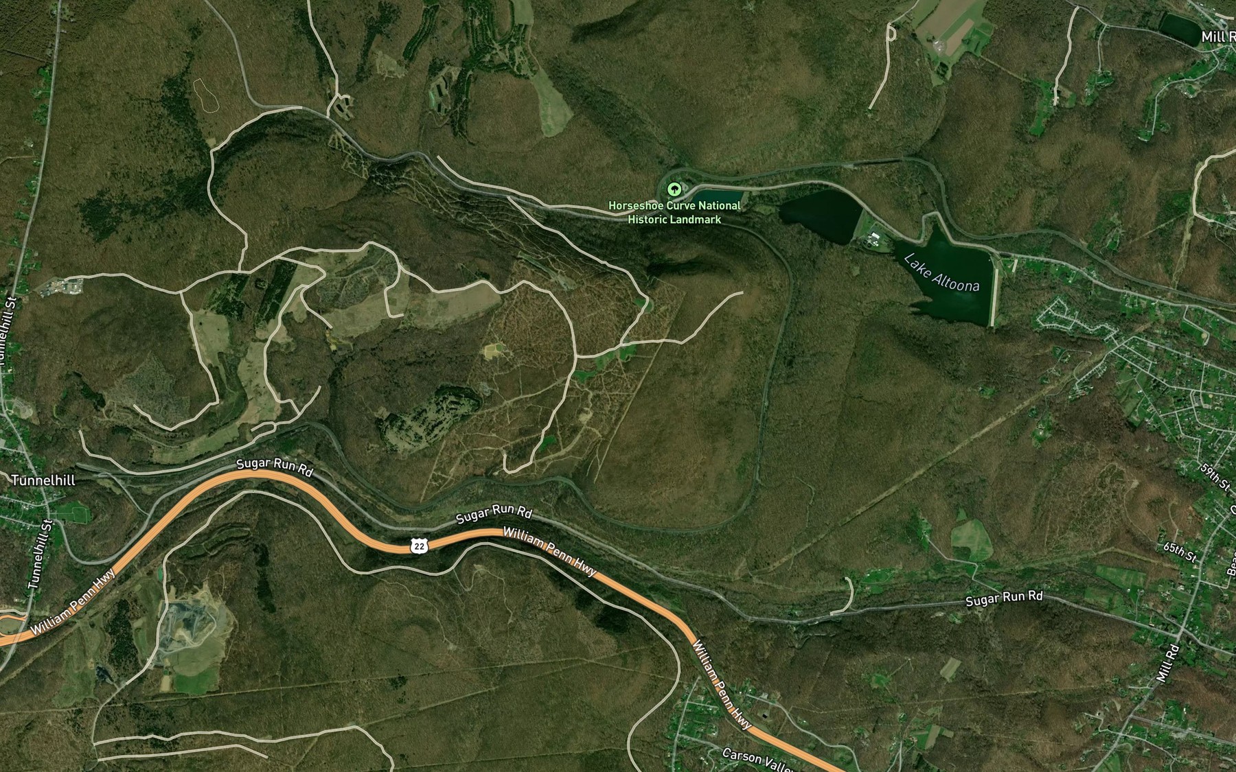 Satellite map of the Laurel Run