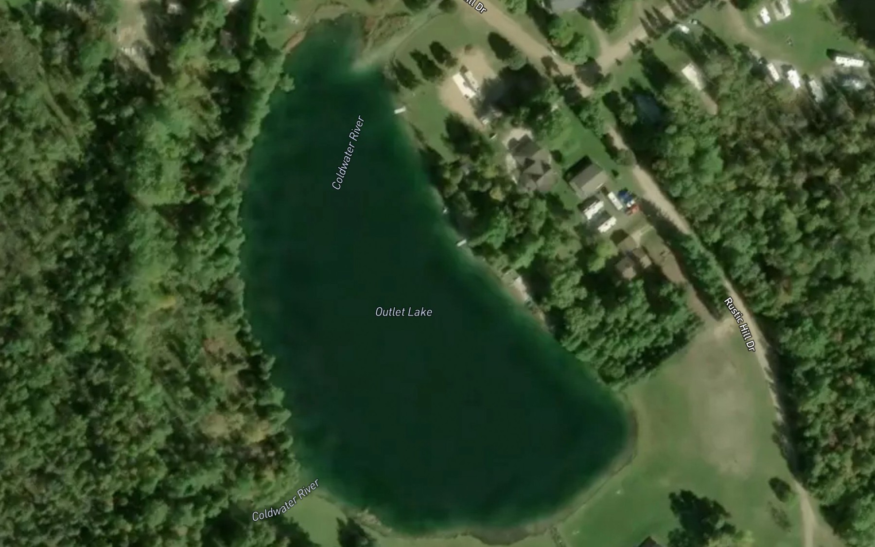 Satellite map of the Outlet Lake