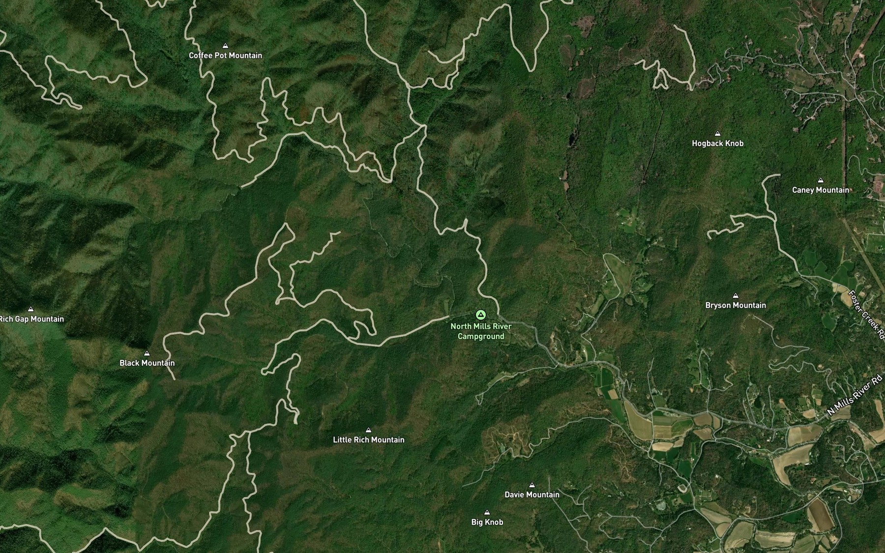 Satellite map of the Wash Creek