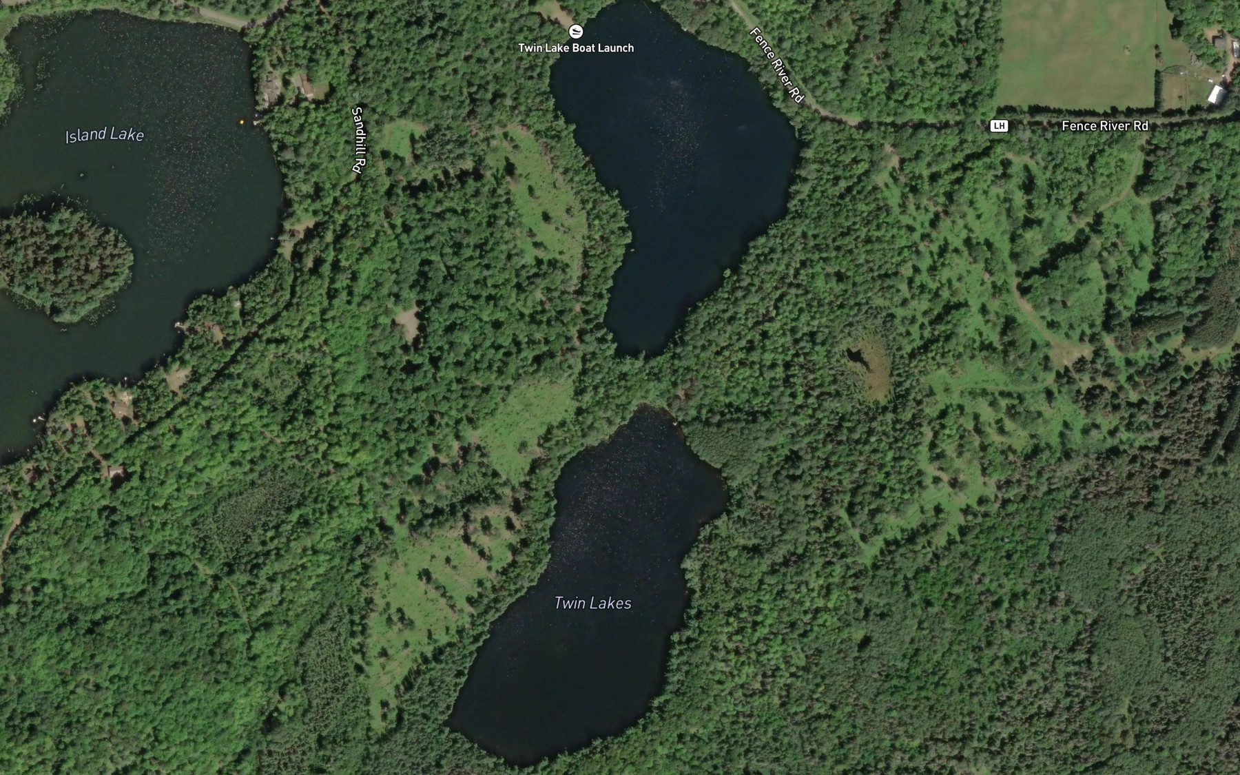 Satellite map of the Twin Lakes