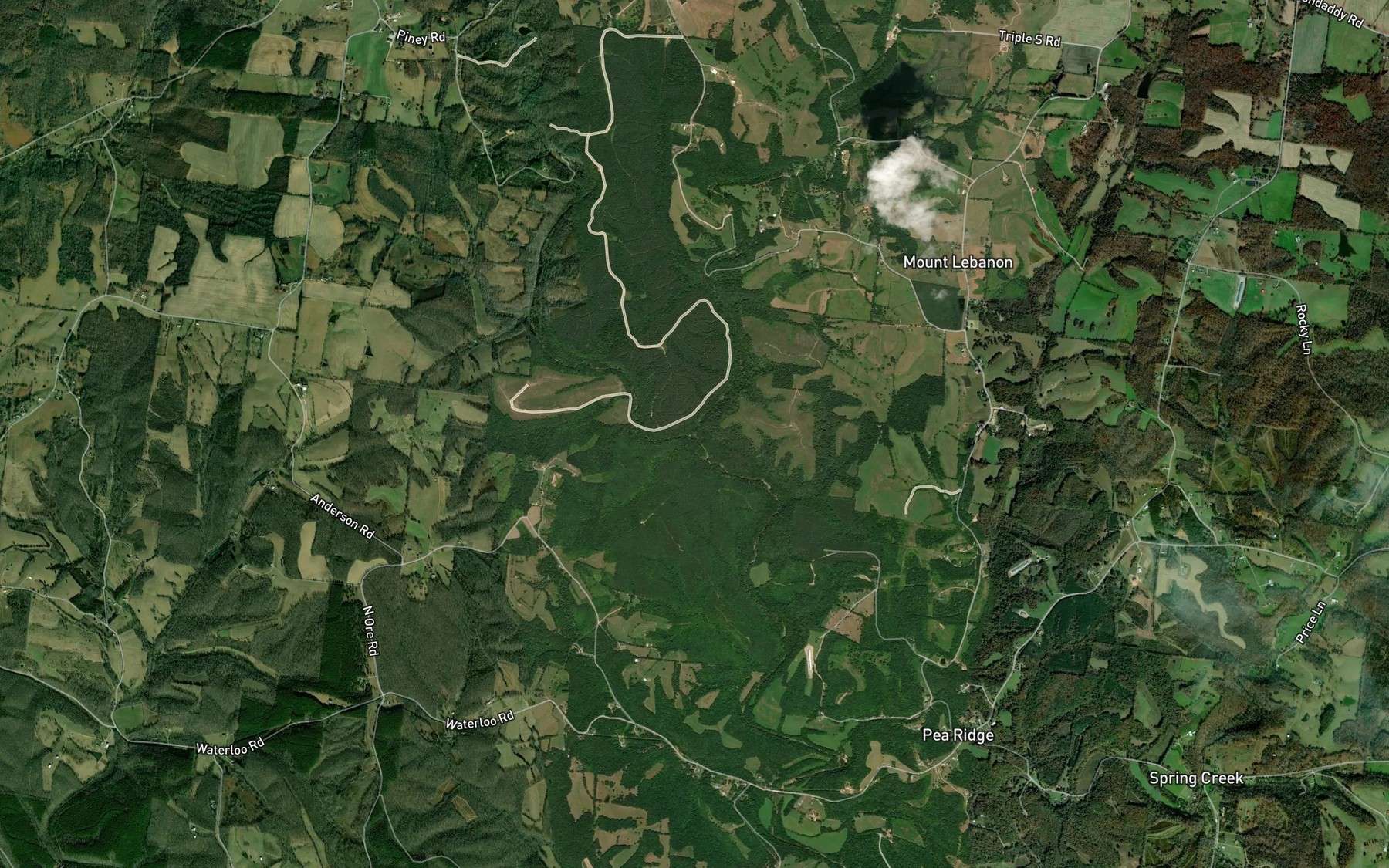 Satellite map of the Granddaddy Creek
