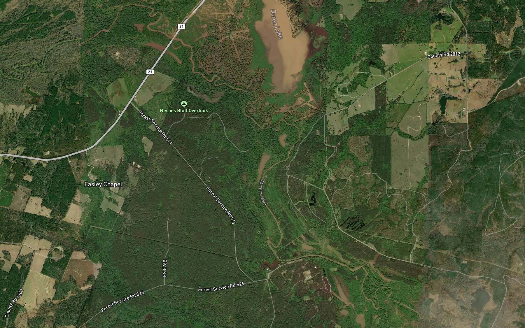 Satellite map of the Brushy Lake