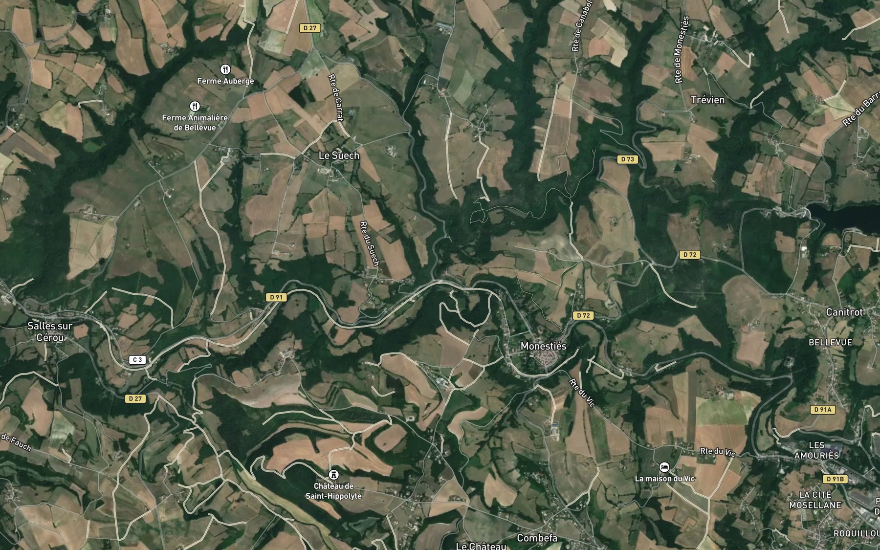 Satellite map of the Ruisseau Ceret
