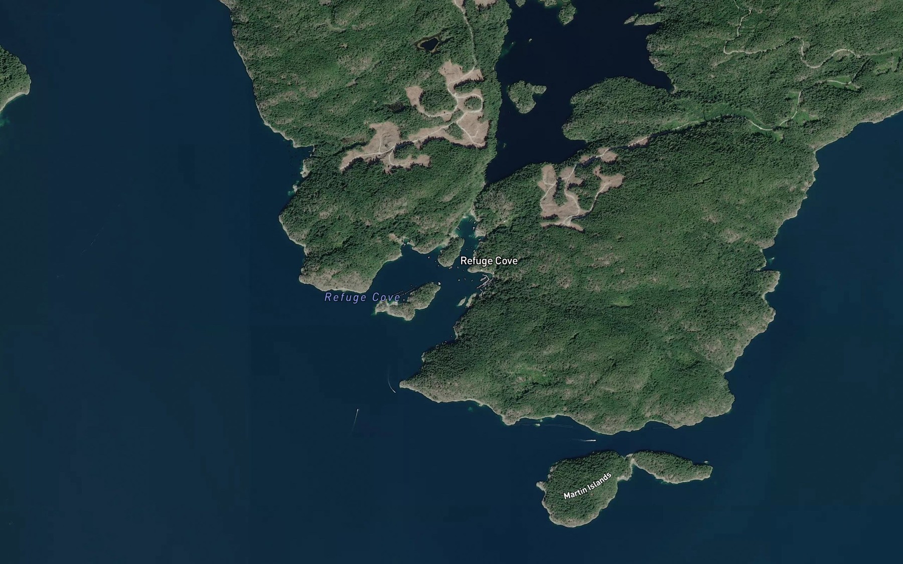Satellite map of the Refuge Cove