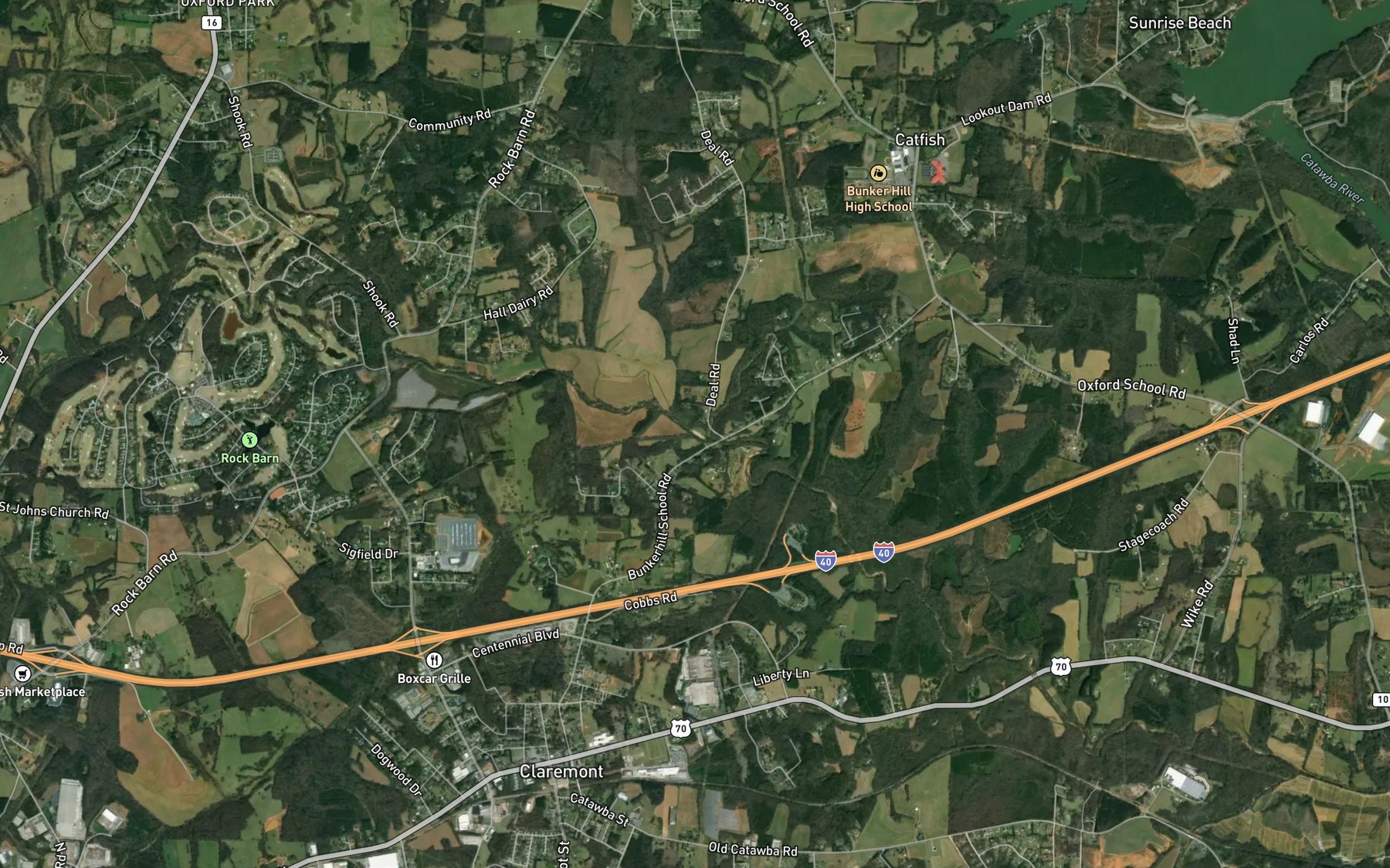 Satellite map of the Mull Creek