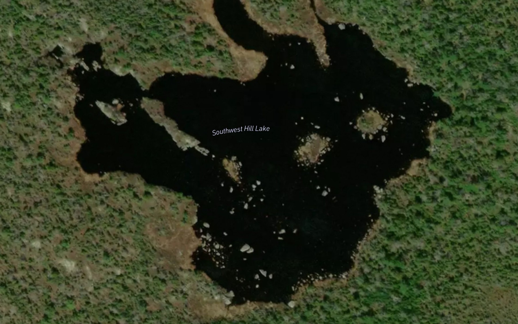 Satellite map of the Southwest Hill Lake