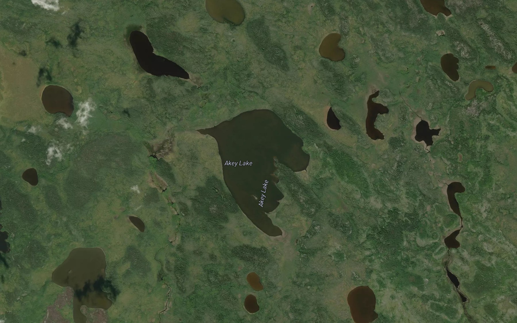 Satellite map of the Akey Lake