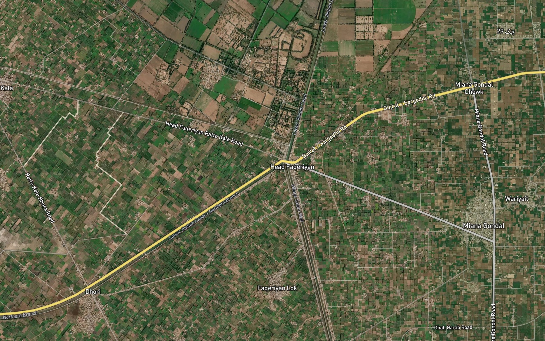 Satellite map of the South Branch Lower Jhelum Canal