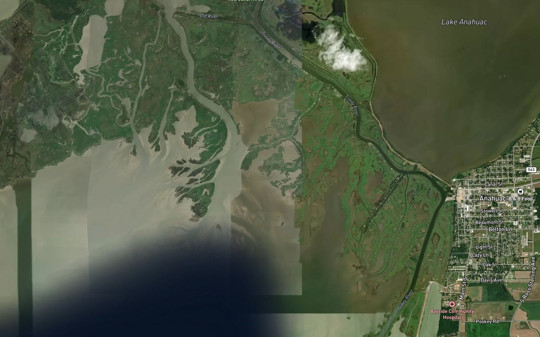Satellite map of the Blind Bayou