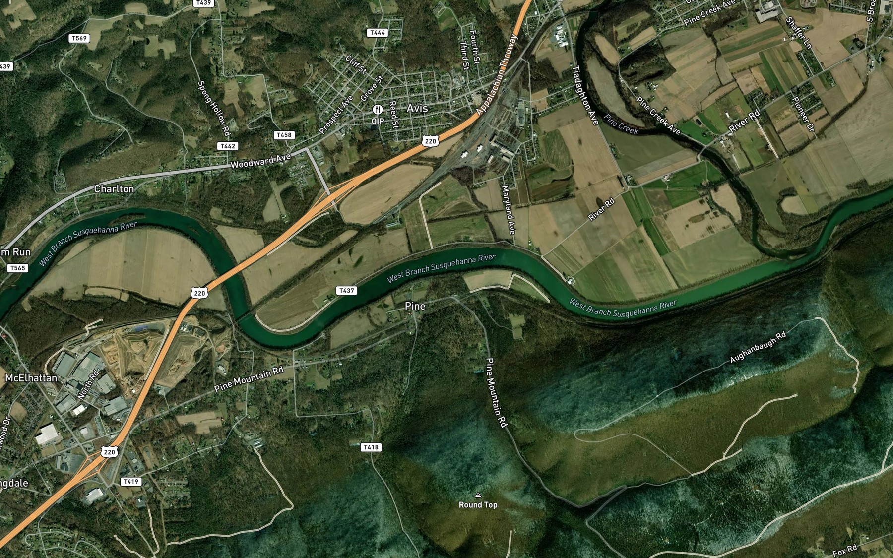 Satellite map of the Love Run
