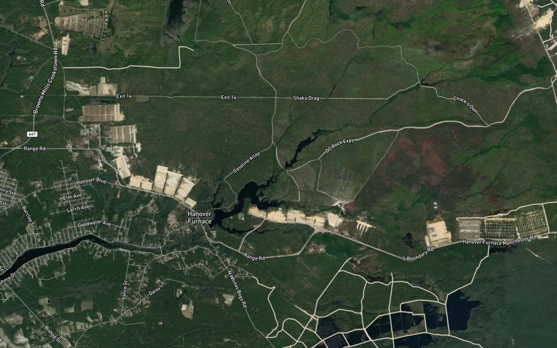 Satellite map of the Hartshorne Mill Stream