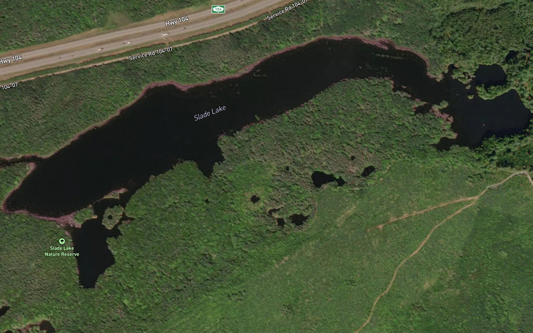 Satellite map of the Slade Lake