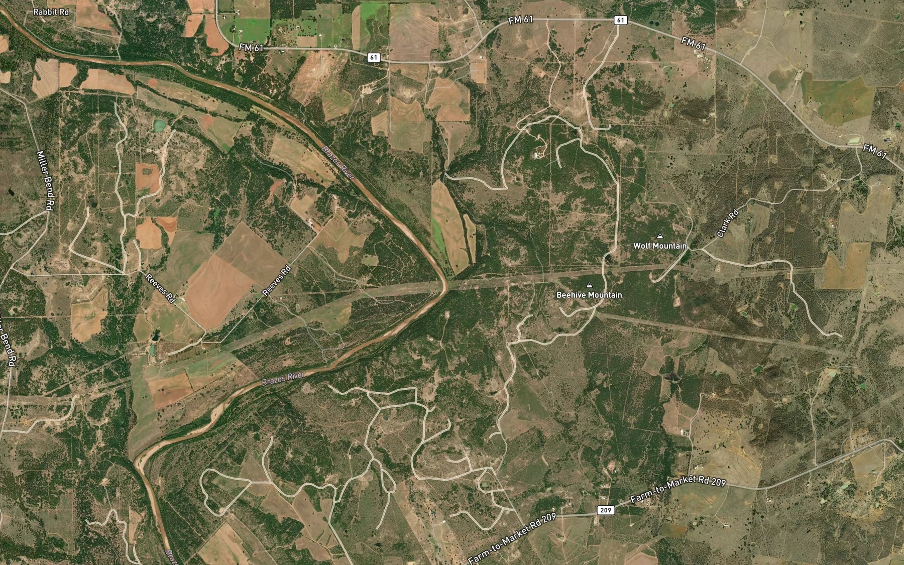 Satellite map of the Jim Anderson Creek
