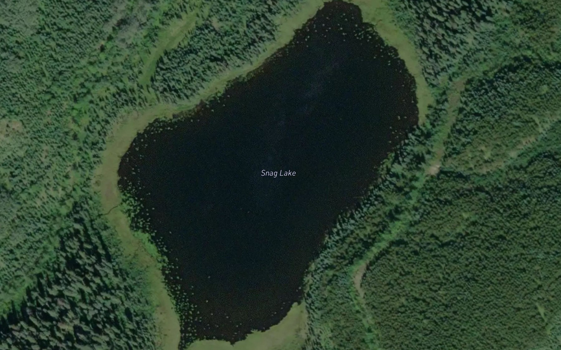 Satellite map of the Snag Lake