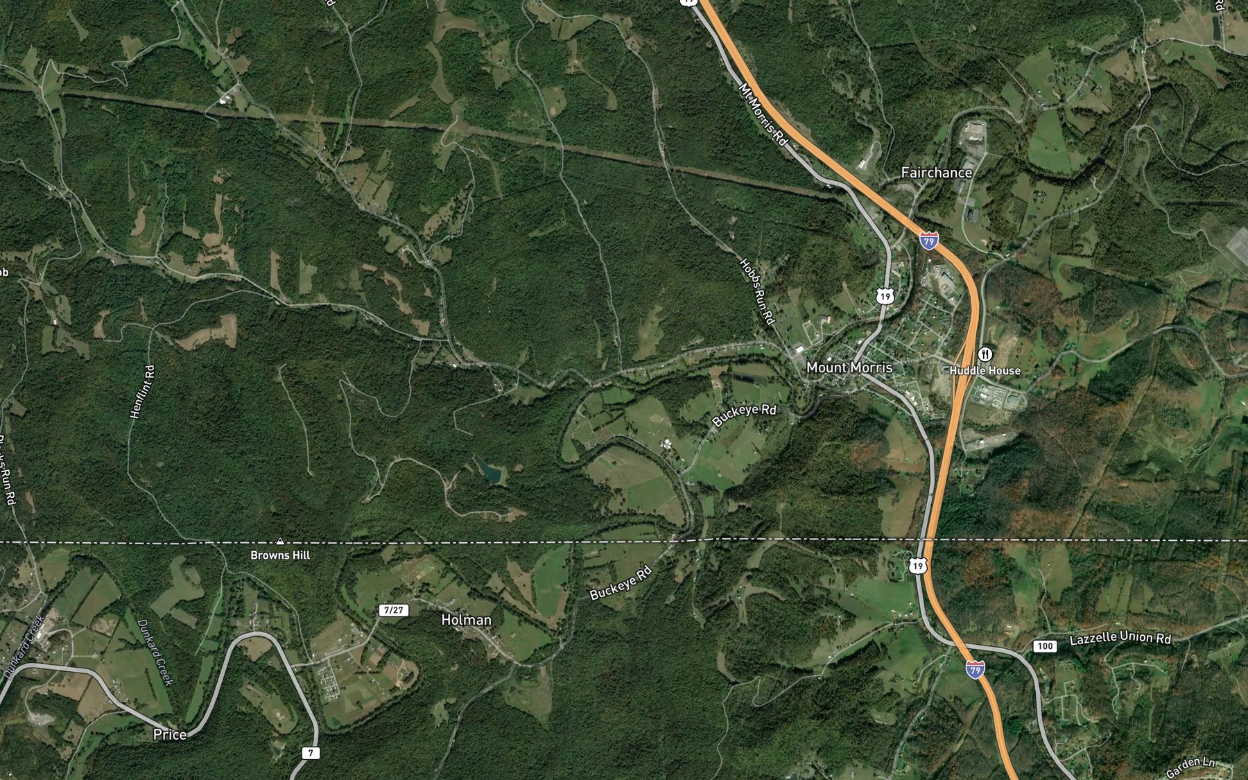 Satellite map of the Bacon Run