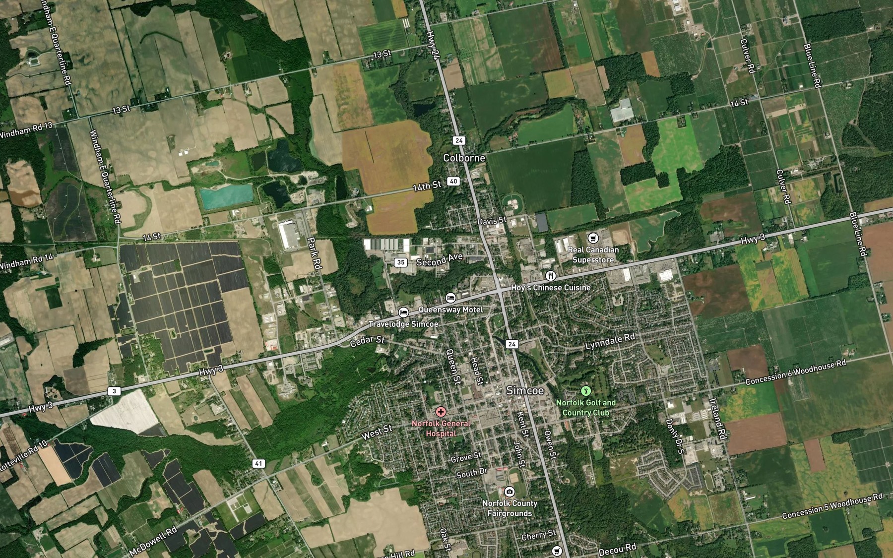 Satellite map of the Sutton's Pond