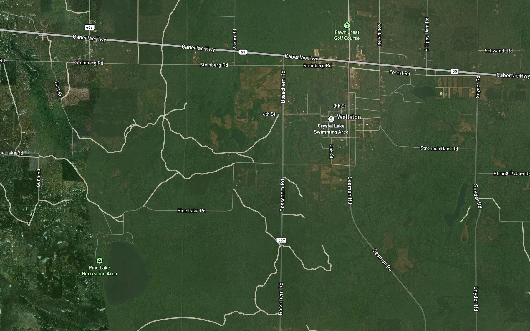 Satellite map of the Bear Wallow Creek