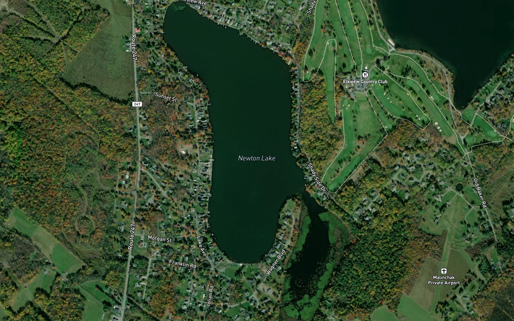 Satellite map of the Newton Lake
