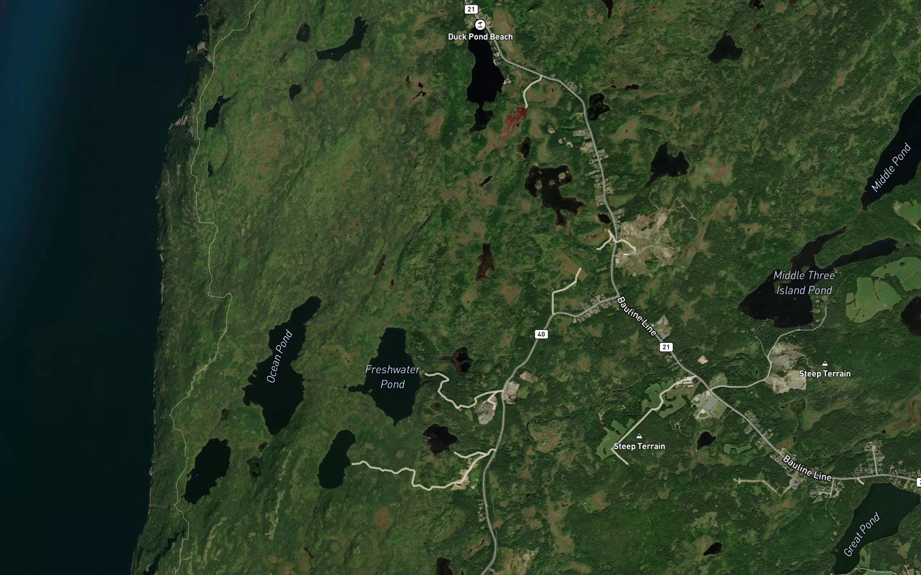 Satellite map of the Funnell Pond