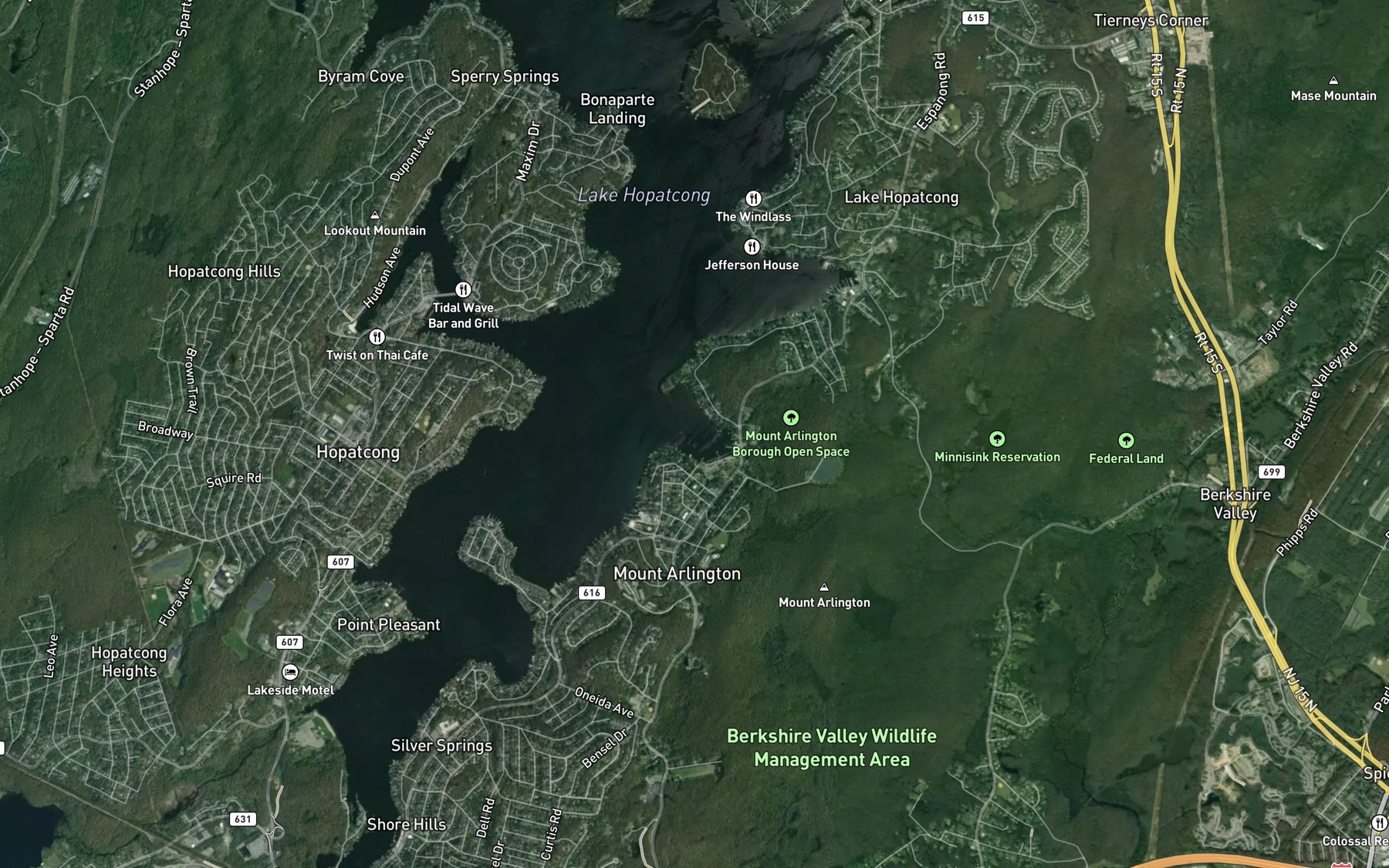 Satellite map of the Van Every Cove