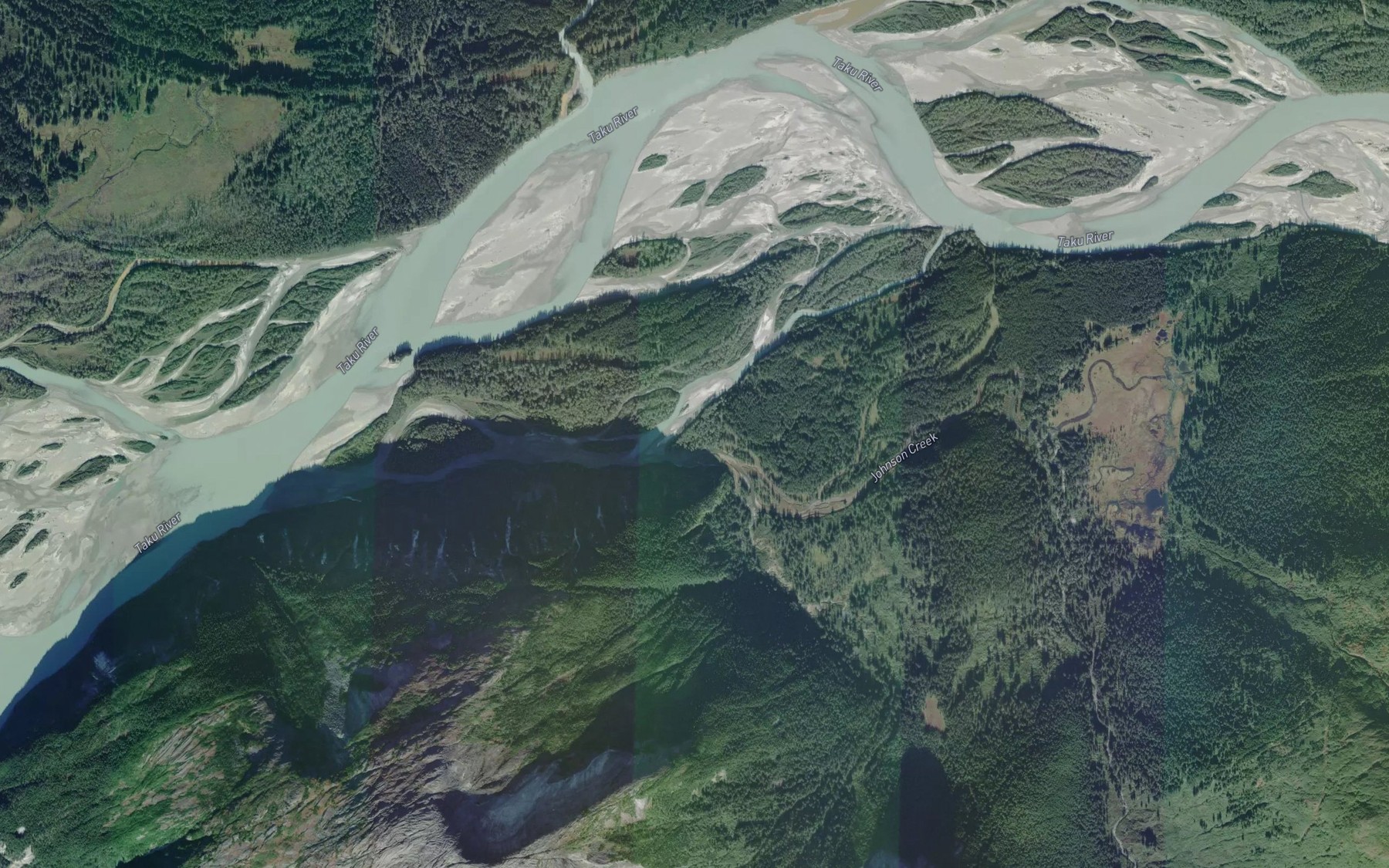 Satellite map of the Johnson Creek