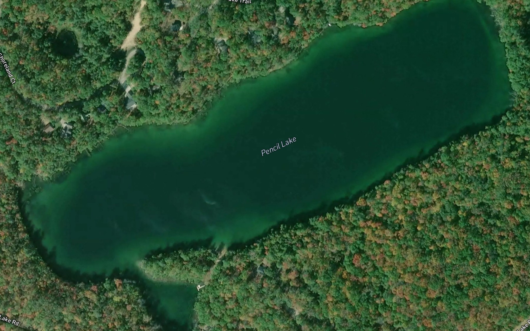 Satellite map of the Pencil Lake