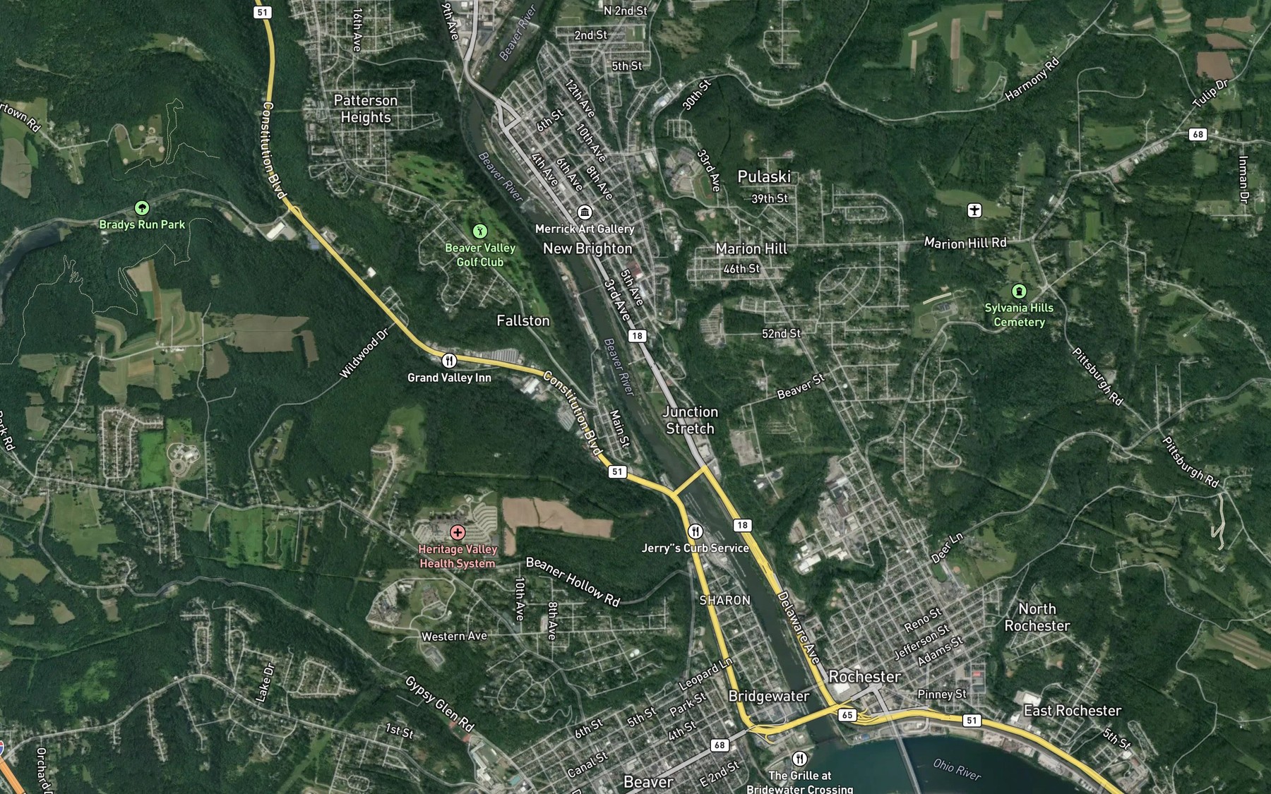 Satellite map of the Blockhouse Run