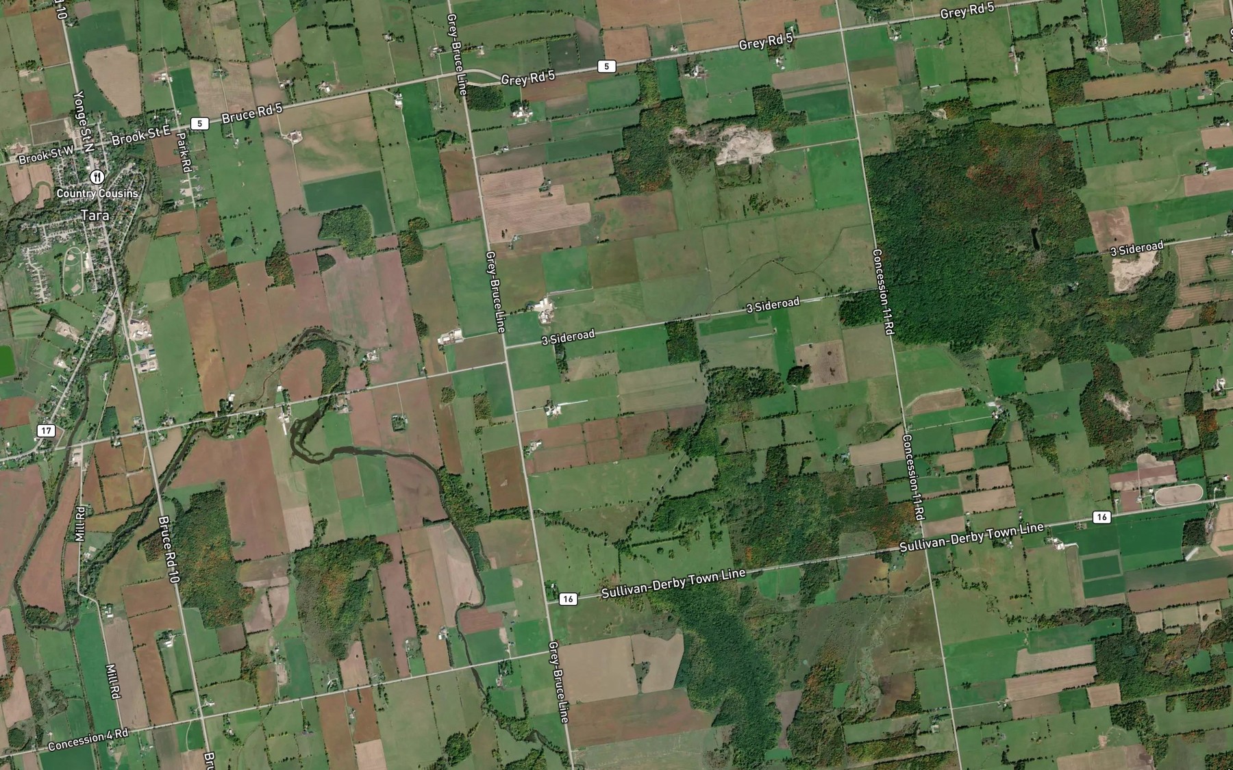 Satellite map of the Keady Creek