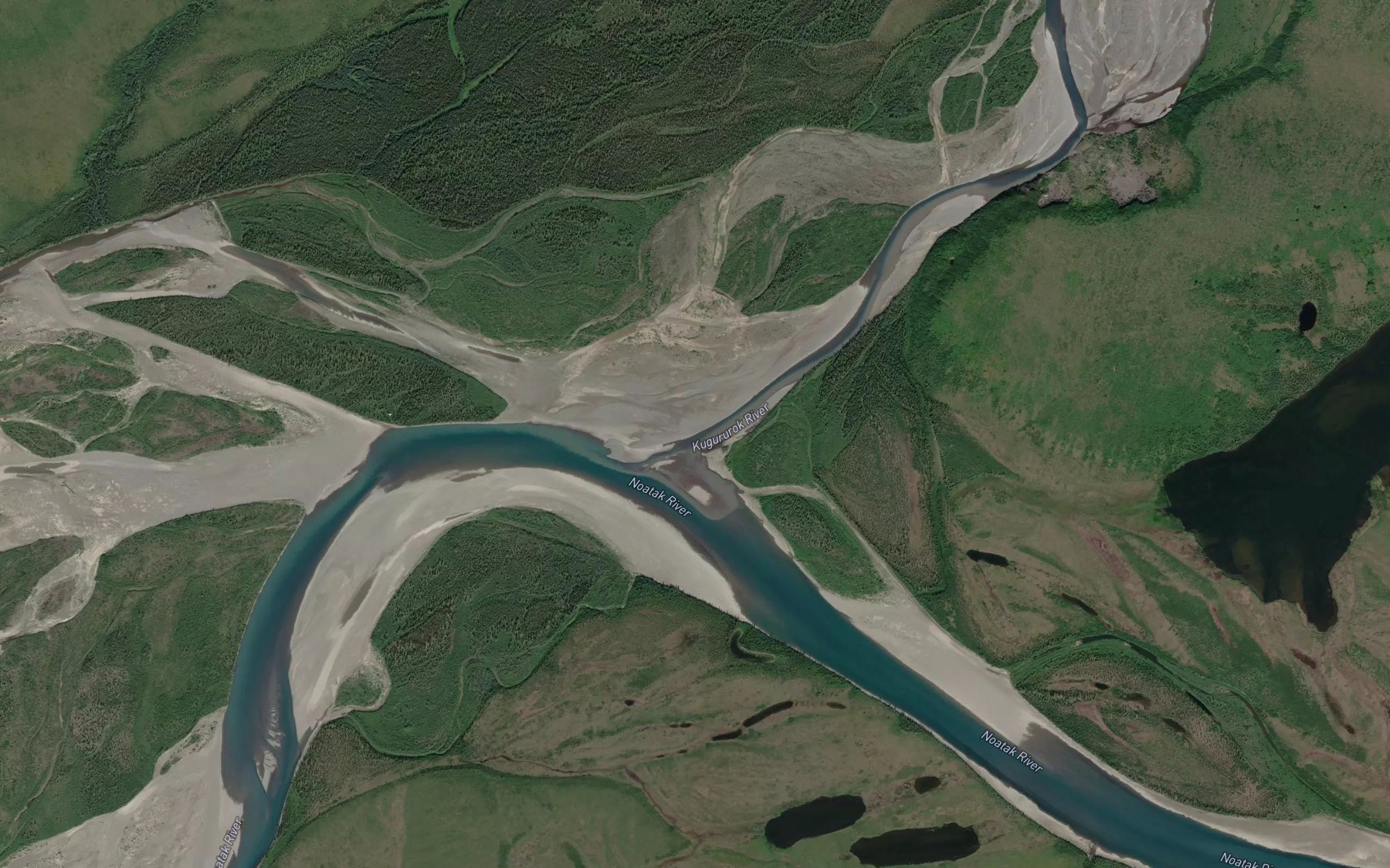 Satellite map of the Kugururok River