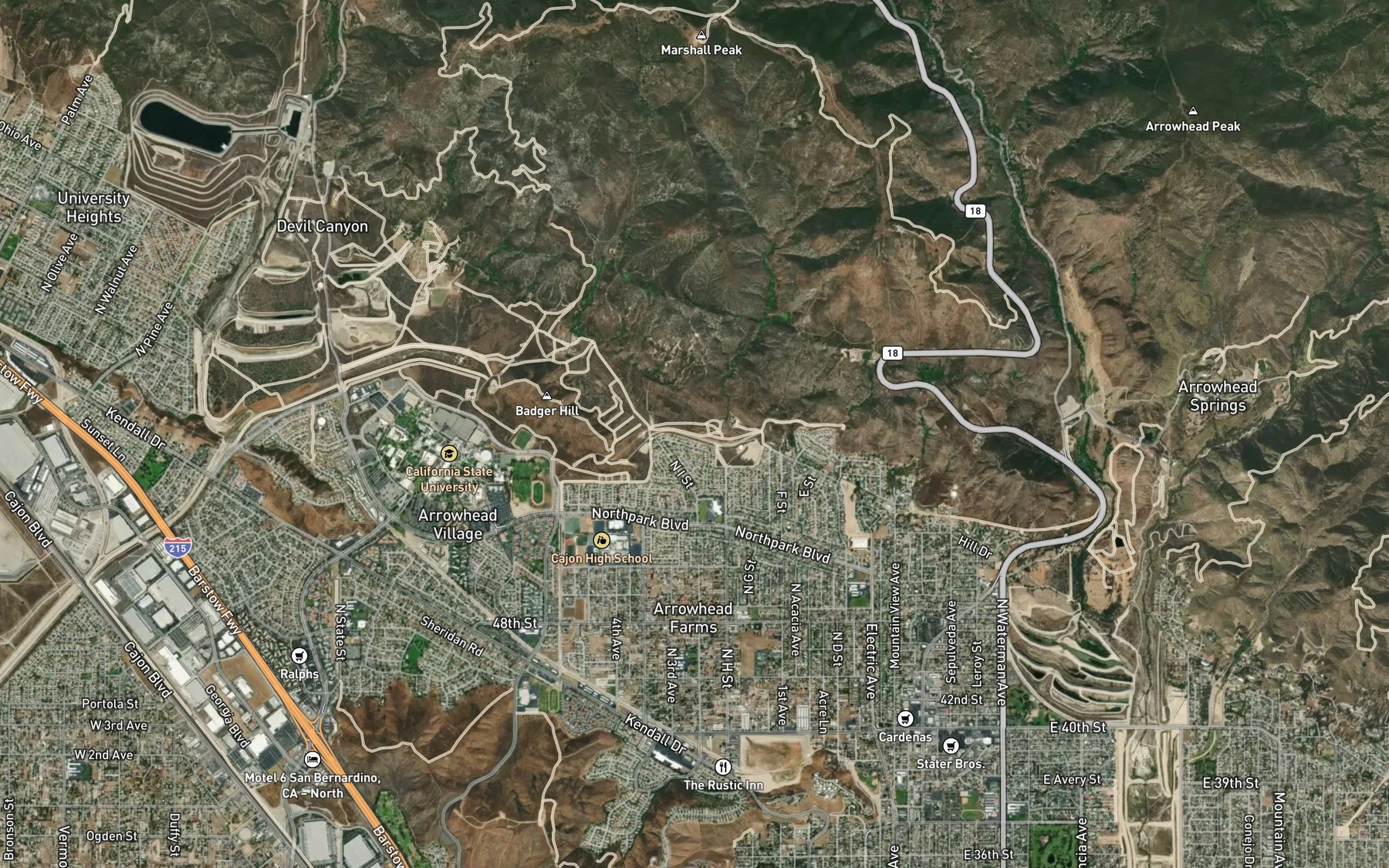 Satellite map of the Sycamore Percolation Basin