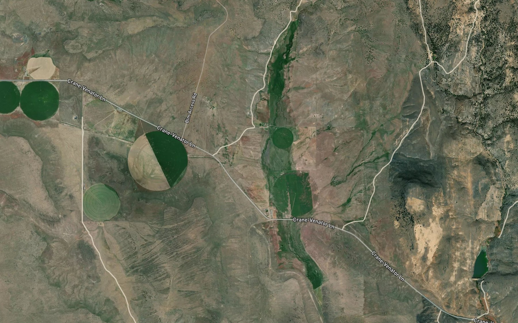 Satellite map of the Crane Cut Creek